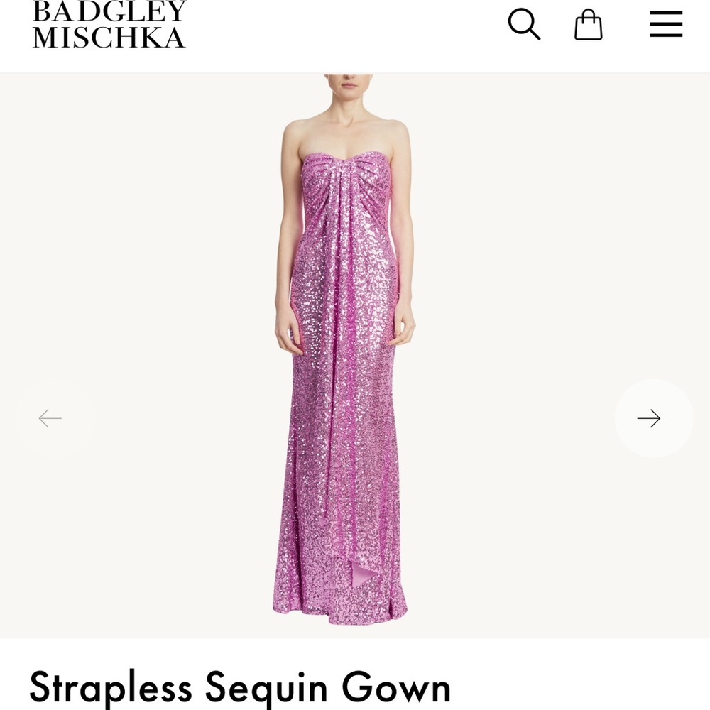 Badgley Mischka Sequin Floor-Length
Strapless Gown Size 4